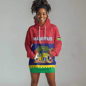 Mauritius Independence Day Hoodie Dress with Stella Clavisque Maris Indici and Floral Pattern