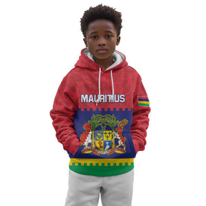 Mauritius Independence Day Kid Hoodie with Stella Clavisque Maris Indici and Floral Pattern