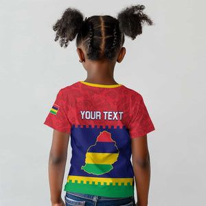 Mauritius Independence Day Kid T shirt with Stella Clavisque Maris Indici and Floral Pattern