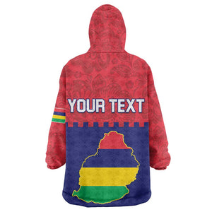 Mauritius Independence Day KId Wearable Blanket Hoodie with Stella Clavisque Maris Indici and Floral Pattern