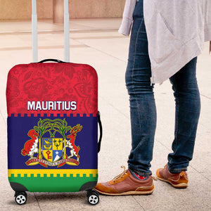 Mauritius Independence Day Luggage Cover with Stella Clavisque Maris Indici and Floral Pattern