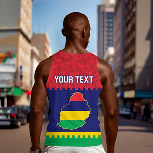 Mauritius Independence Day Men Tank Top with Stella Clavisque Maris Indici and Floral Pattern