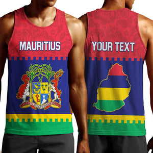 Mauritius Independence Day Men Tank Top with Stella Clavisque Maris Indici and Floral Pattern