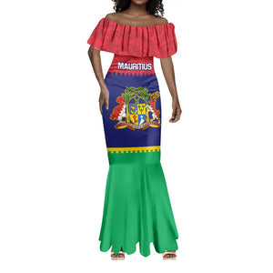 Mauritius Independence Day Mermaid Dress with Stella Clavisque Maris Indici and Floral Pattern