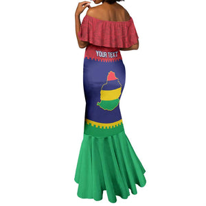 Mauritius Independence Day Mermaid Dress with Stella Clavisque Maris Indici and Floral Pattern