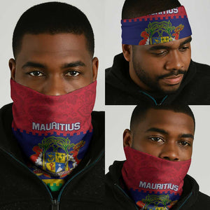 Mauritius Independence Day Neck Gaiter Stella Clavisque Maris Indici and Floral Pattern LT01