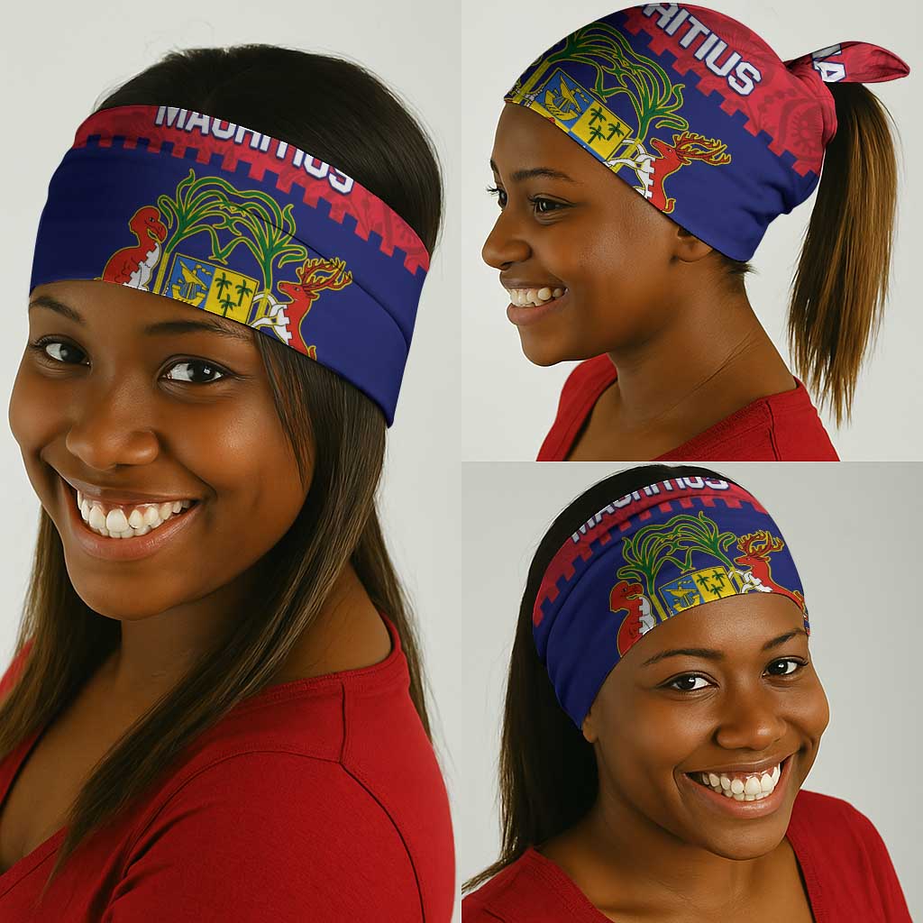 Mauritius Independence Day Neck Gaiter Stella Clavisque Maris Indici and Floral Pattern LT01