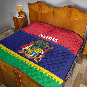 Mauritius Independence Day Quilt with Stella Clavisque Maris Indici and Floral Pattern