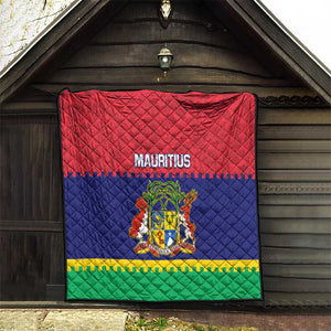 Mauritius Independence Day Quilt with Stella Clavisque Maris Indici and Floral Pattern