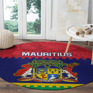 Mauritius Independence Day Round Carpet with Stella Clavisque Maris Indici and Floral Pattern