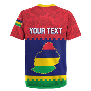 Mauritius Independence Day Rugby Jersey with Stella Clavisque Maris Indici and Floral Pattern