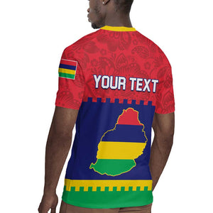 Mauritius Independence Day Rugby Jersey with Stella Clavisque Maris Indici and Floral Pattern