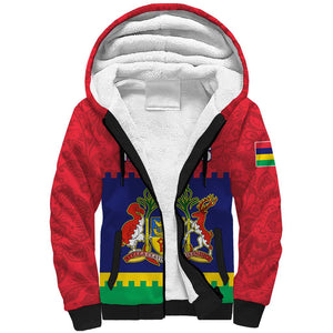 Mauritius Independence Day Sherpa Hoodie with Stella Clavisque Maris Indici and Floral Pattern