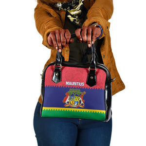 Mauritius Independence Day Shoulder Handbag with Stella Clavisque Maris Indici and Floral Pattern