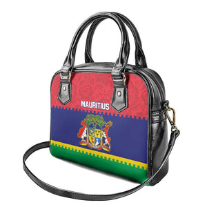 Mauritius Independence Day Shoulder Handbag with Stella Clavisque Maris Indici and Floral Pattern