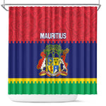 Mauritius Independence Day Shower Curtain with Stella Clavisque Maris Indici and Floral Pattern