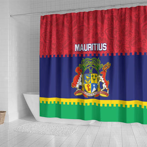 Mauritius Independence Day Shower Curtain with Stella Clavisque Maris Indici and Floral Pattern