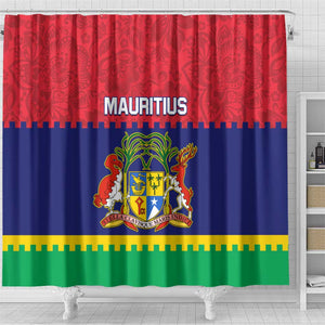 Mauritius Independence Day Shower Curtain with Stella Clavisque Maris Indici and Floral Pattern