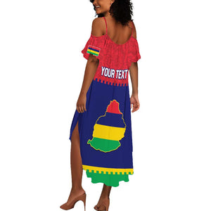 Mauritius Independence Day Summer Maxi Dress with Stella Clavisque Maris Indici and Floral Pattern