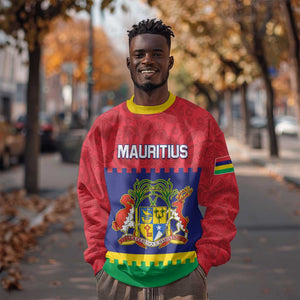 Mauritius Independence Day Sweatshirt with Stella Clavisque Maris Indici and Floral Pattern