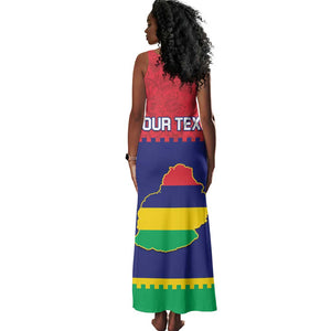 Mauritius Independence Day Tank Maxi Dress with Stella Clavisque Maris Indici and Floral Pattern