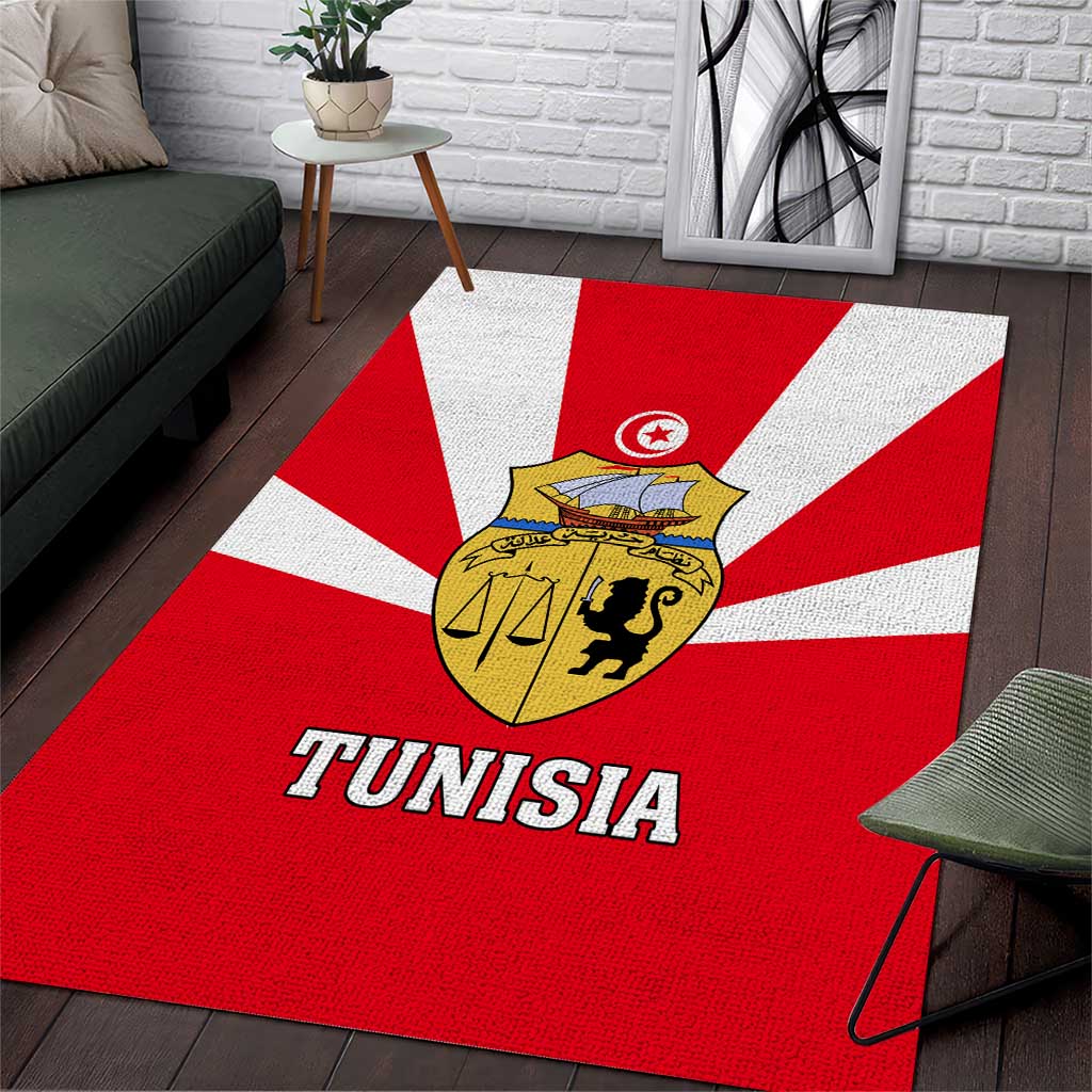 Tunisia Independence Day Area Rug with Coat of Arms and Flag Style