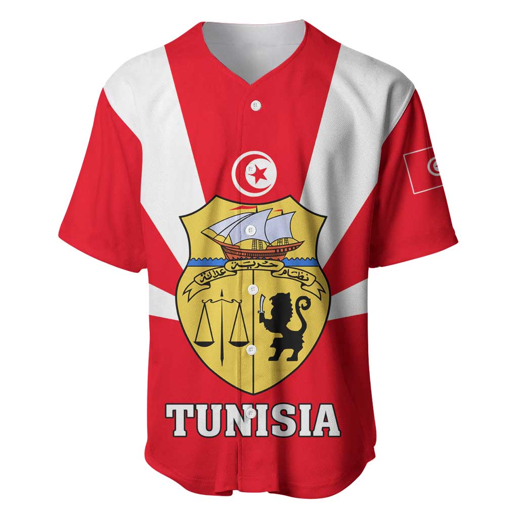 Tunisia Independence Day Baseball Jersey with Coat of Arms and Flag Style