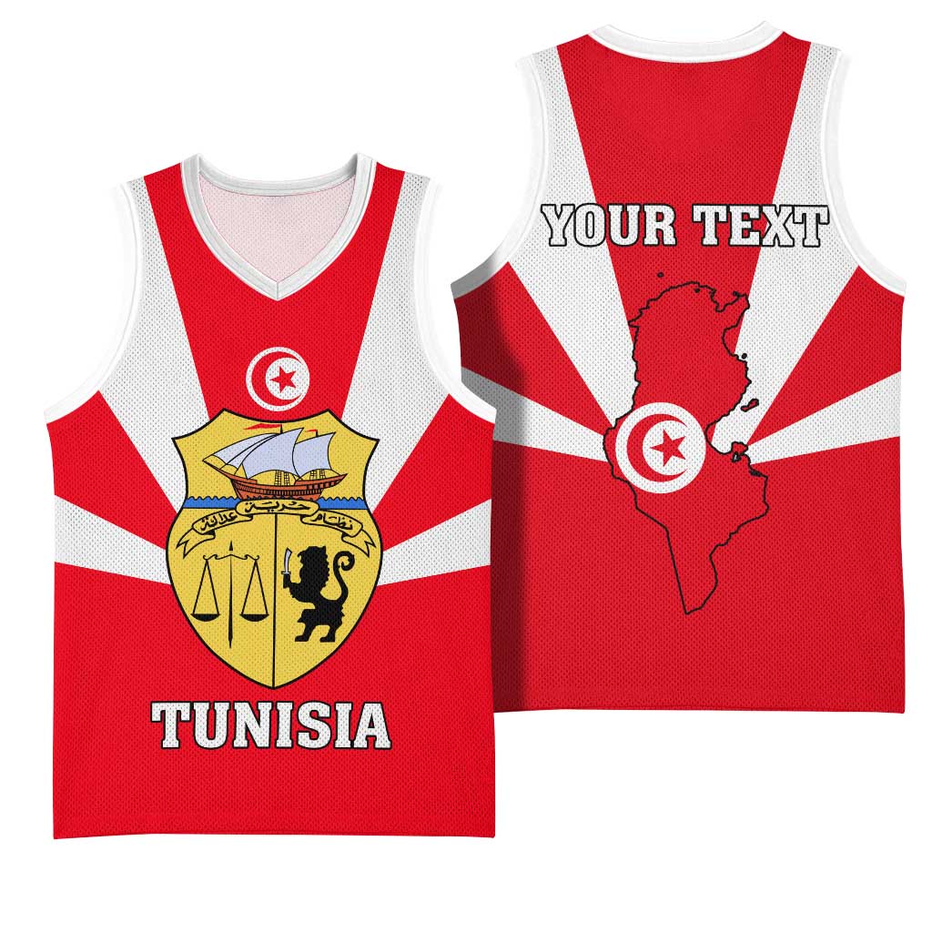 Tunisia Independence Day Basketball Jersey with Coat of Arms and Flag Style LT01