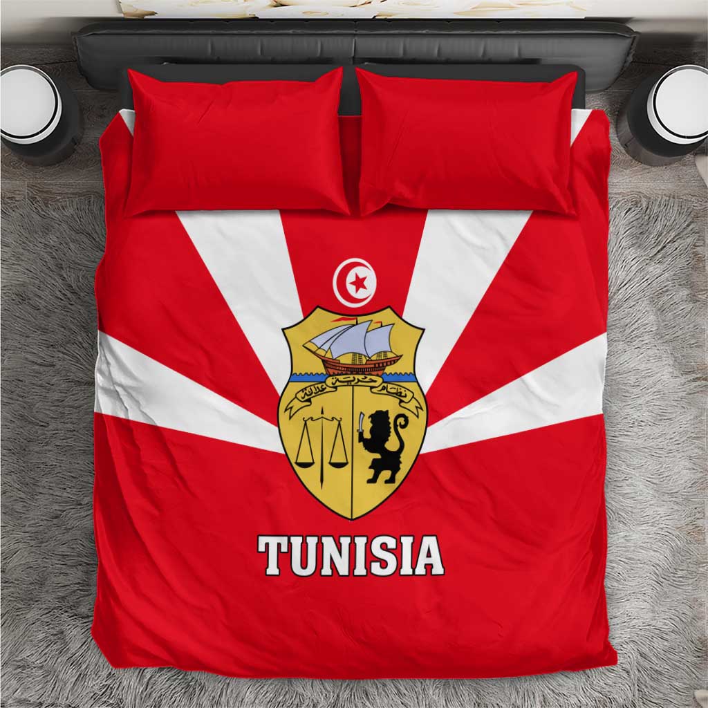 Tunisia Independence Day Bedding Set with Coat of Arms and Flag Style