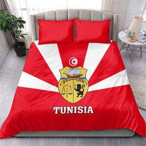 Tunisia Independence Day Bedding Set with Coat of Arms and Flag Style