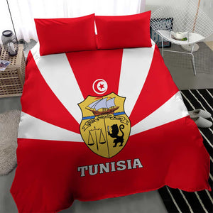 Tunisia Independence Day Bedding Set with Coat of Arms and Flag Style