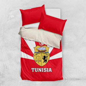 Tunisia Independence Day Bedding Set with Coat of Arms and Flag Style