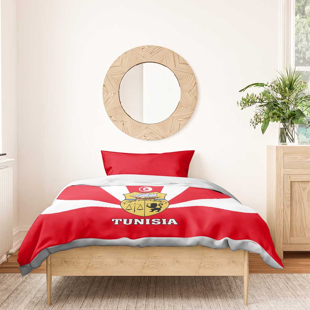 Tunisia Independence Day Bedding Set with Coat of Arms and Flag Style