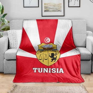 Tunisia Independence Day Blanket with Coat of Arms and Flag Style