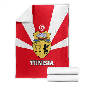 Tunisia Independence Day Blanket with Coat of Arms and Flag Style