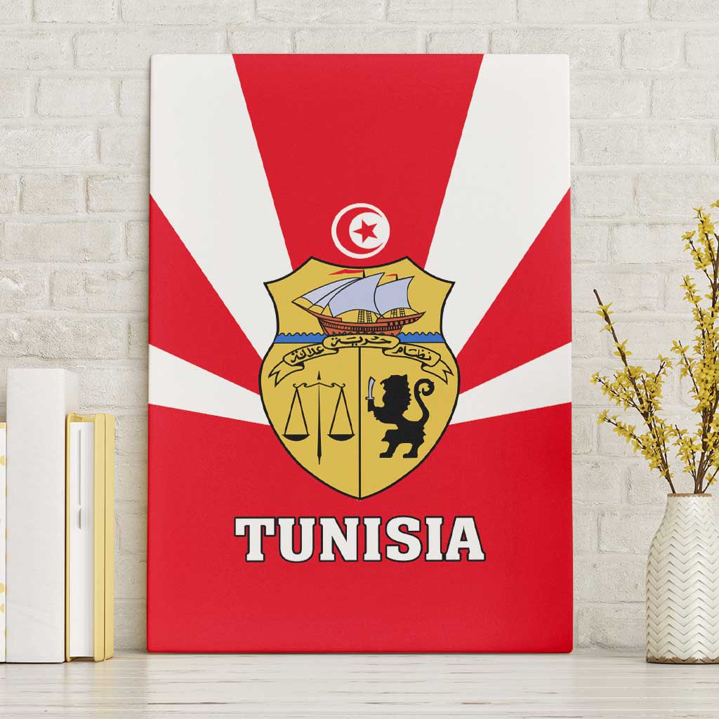 Tunisia Independence Day Canvas Wall Art with Coat of Arms and Flag Style