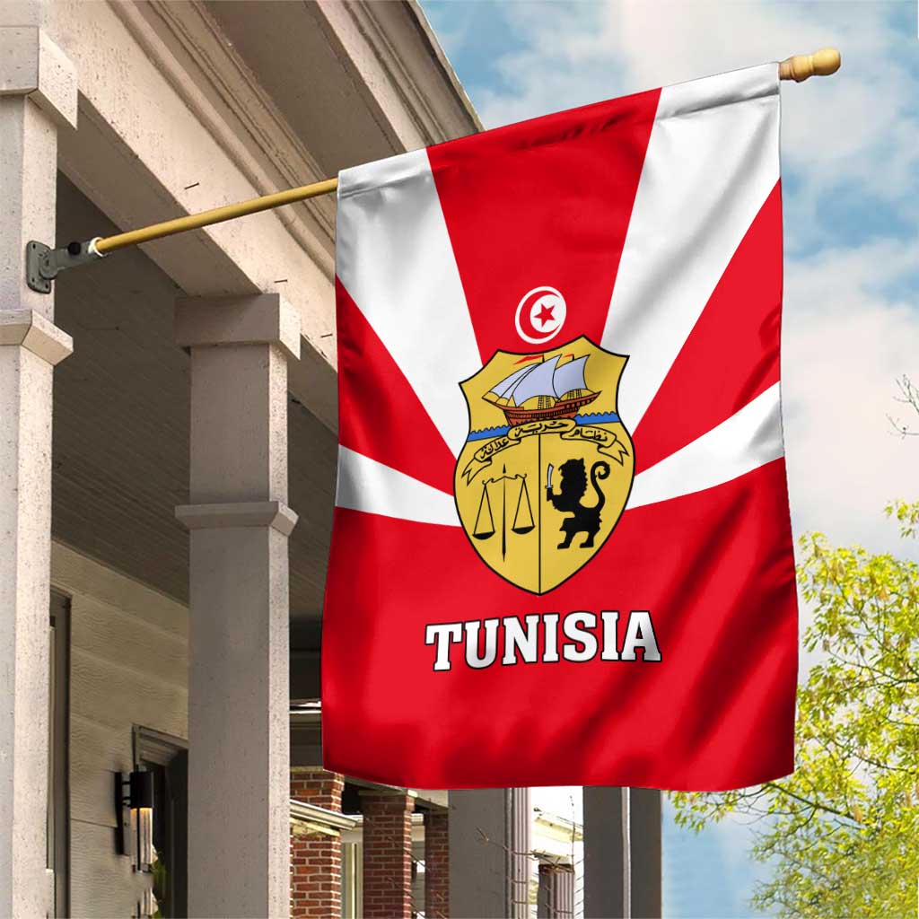 Tunisia Independence Day Garden Flag with Coat of Arms and Flag Style