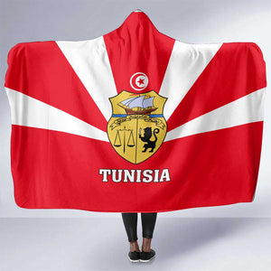 Tunisia Independence Day Hooded Blanket with Coat of Arms and Flag Style