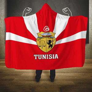 Tunisia Independence Day Hooded Blanket with Coat of Arms and Flag Style