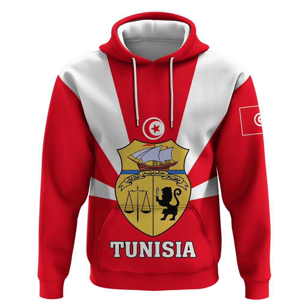 Tunisia Independence Day Hoodie with Coat of Arms and Flag Style