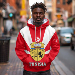 Tunisia Independence Day Hoodie with Coat of Arms and Flag Style