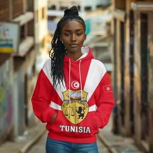 Tunisia Independence Day Hoodie with Coat of Arms and Flag Style