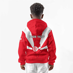 Tunisia Independence Day Kid Hoodie with Coat of Arms and Flag Style