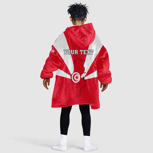 Tunisia Independence Day KId Wearable Blanket Hoodie with Coat of Arms and Flag Style