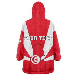 Tunisia Independence Day KId Wearable Blanket Hoodie with Coat of Arms and Flag Style