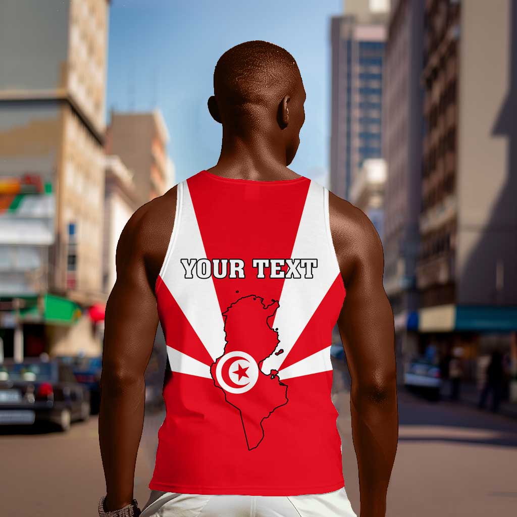 Tunisia Independence Day Men Tank Top with Coat of Arms and Flag Style