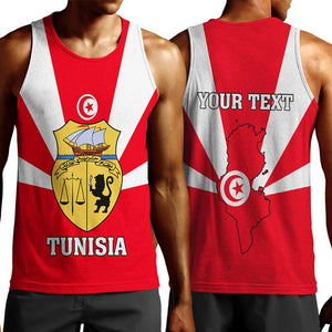 Tunisia Independence Day Men Tank Top with Coat of Arms and Flag Style