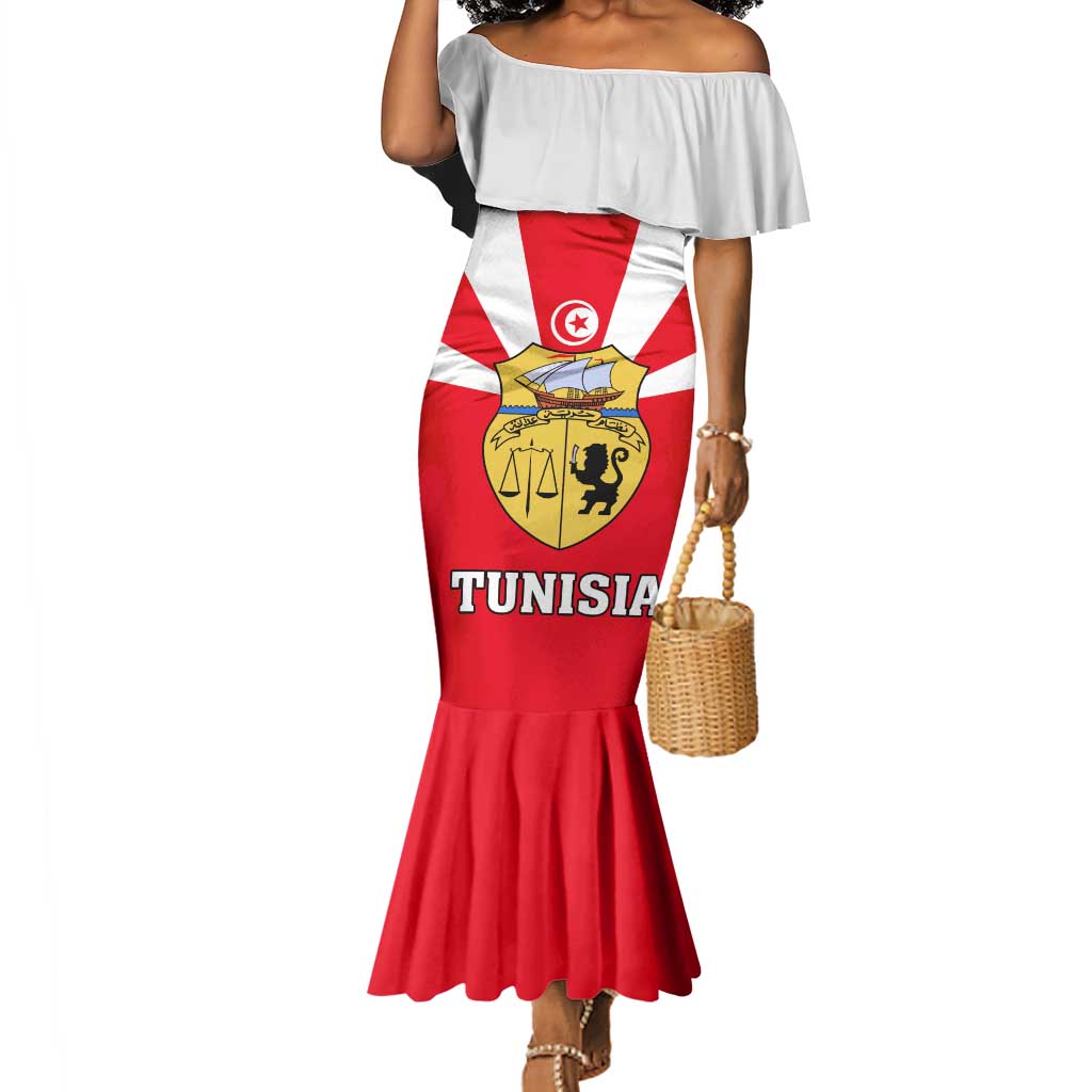 Tunisia Independence Day Mermaid Dress with Coat of Arms and Flag Style