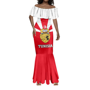 Tunisia Independence Day Mermaid Dress with Coat of Arms and Flag Style