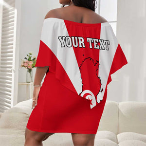 Tunisia Independence Day Off Shoulder Short Dress with Coat of Arms and Flag Style LT01